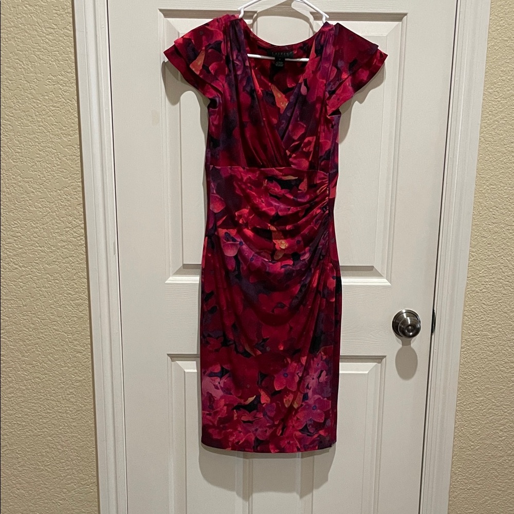 Lauren Ralph Lauren Red Floral Midi Dress
